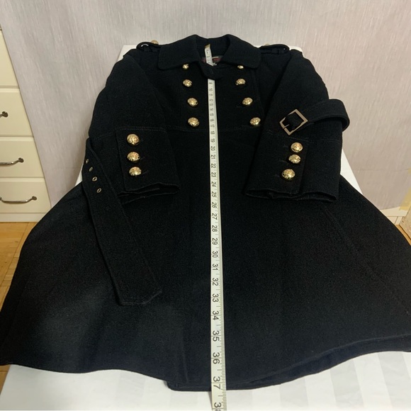 Miss Sixty Black Double Breasted Wool Blend Belted Trench Coat | Size Medium - Picture 14 of 17